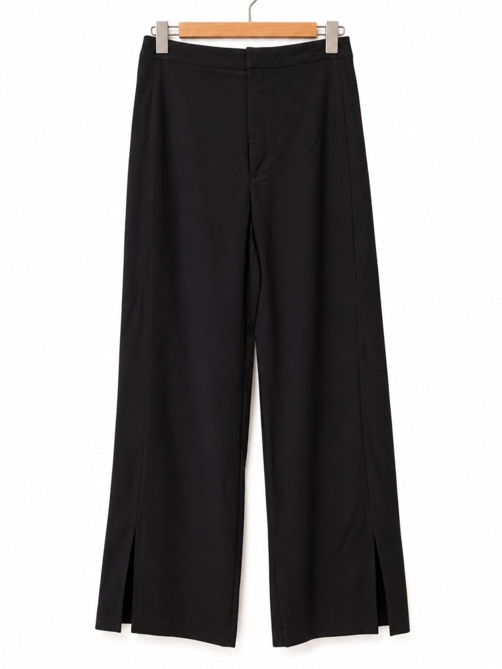 & Other Stories High Rise Wide Leg Side Slit Trousers Black US 6